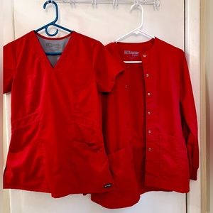 Medical Scrub Top and Jacket, Red